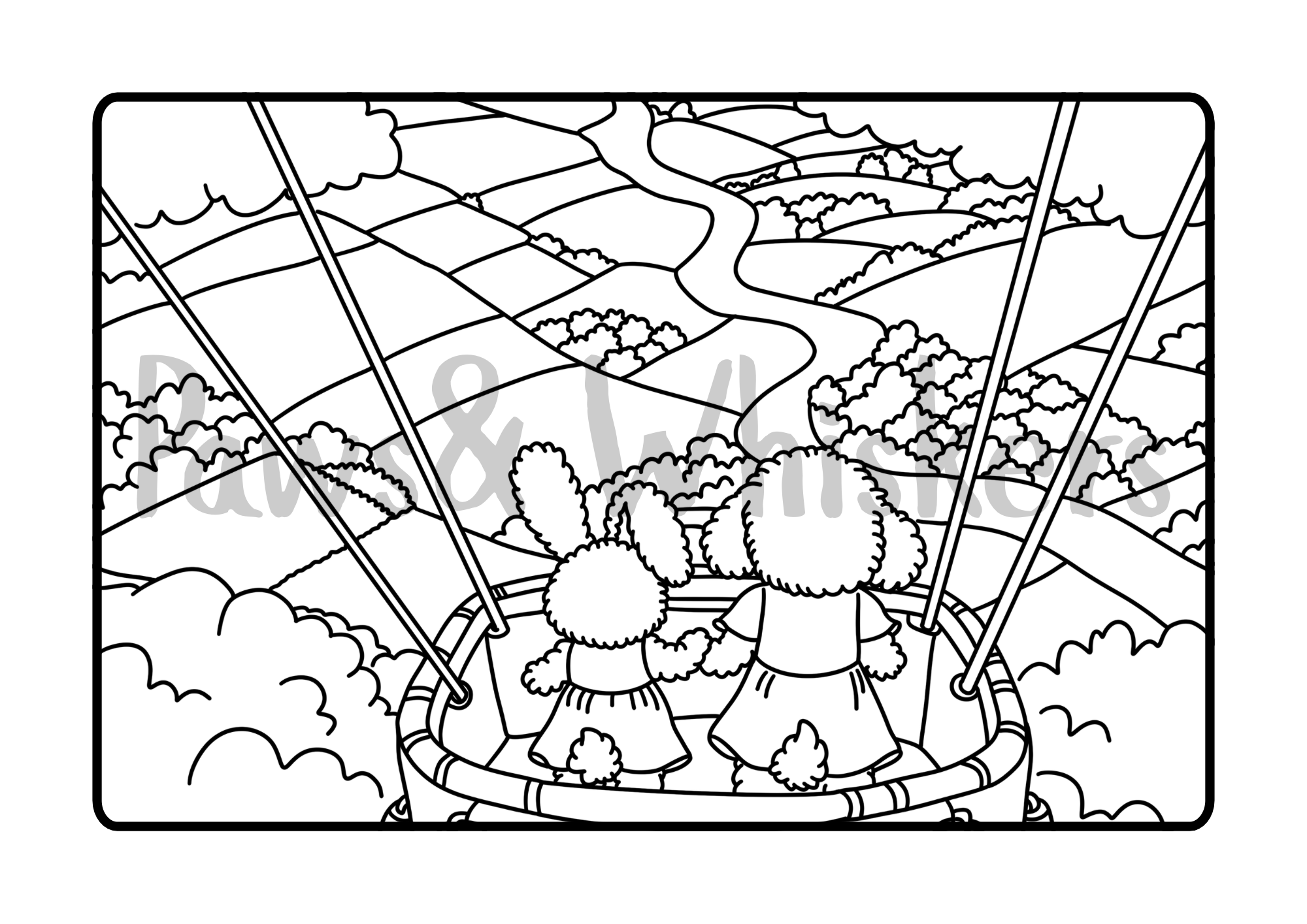 Skye & Bunny’s Adventures – A4 Landscape Colouring Book (First Edition)